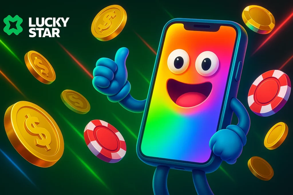 Lucky Star India APK download screen with install steps and INR app preview on Android device