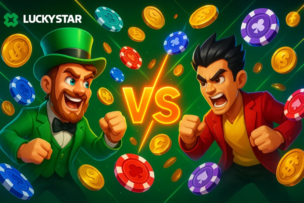 Comparison table between Lucky Star India and JeetWin showing INR bonuses and local game access