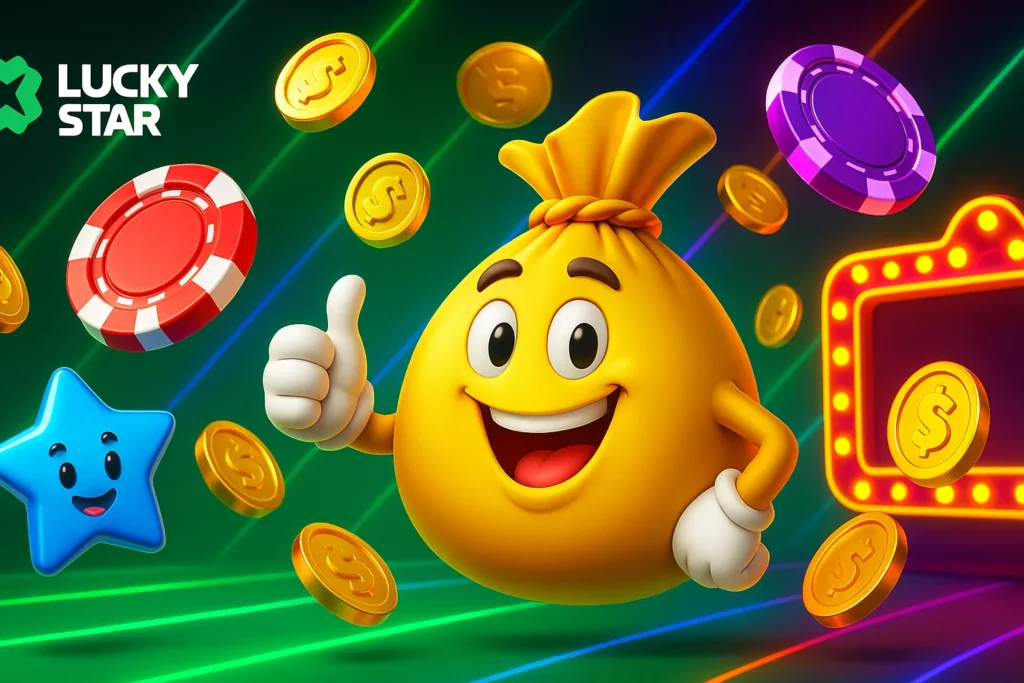 Benefits of registering Lucky Star India account showing INR wallet, Paytm icon, and Teen Patti game