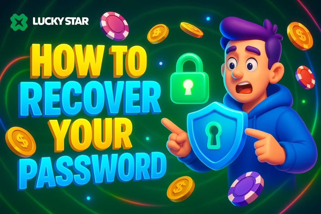 Password reset screen on Lucky Star India showing OTP input and Hindi-language support chat